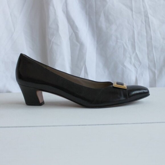 Salvatore Ferragamo Low Heel Pumps  Black Size 9 - Picture 5 of 16